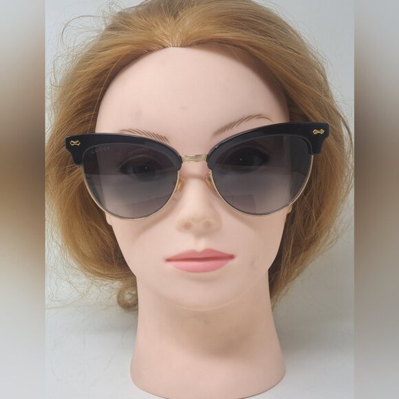 Gucci Womens Damascato Cat Eye Sunglasses Black Gold Half Rim GG4283/S 55-18-140 main image 10